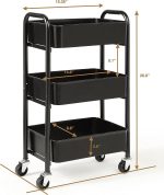 SunnyPoint 3-Tier Delicate Compact Rolling Metal Storage Organizer - Mobile Utility Cart Kitchen/Under Desk Cart with Caster Wheels (Turq, Compact (15.5" X 26.8" X 10.27")) - Image 6